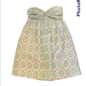 Shoshanna Ruched Twist Bust Strapless Silk Dress